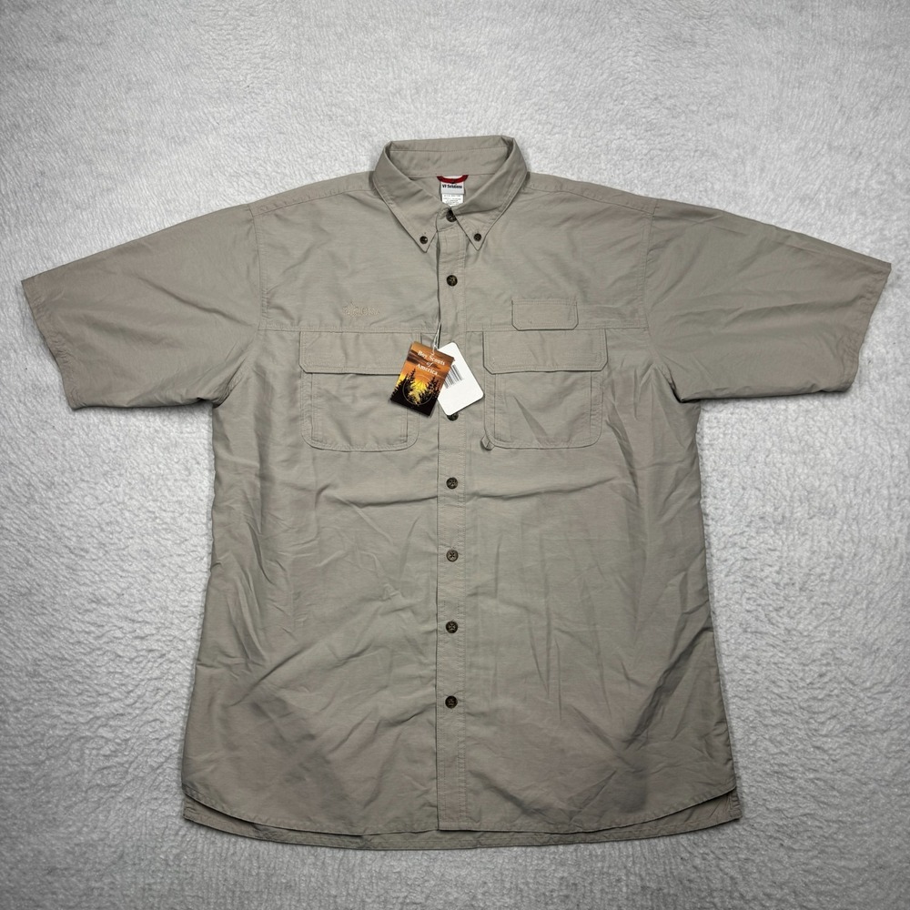 NWT VF Solutions Shirt Beige‎ Short Sleeve Vented Button Up Men's Size XXL
